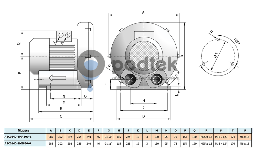 компрессор низкого давления hpe hsc0140-1ma800-1 (140м3/ч, 220в)