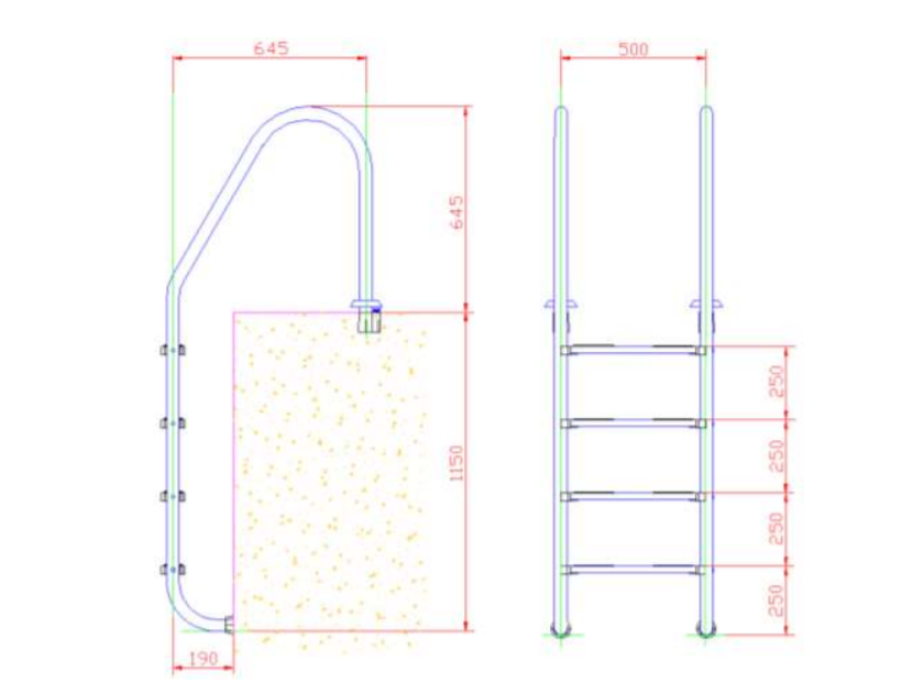 лестница kripsol standard (широкий борт) 4 ступени
