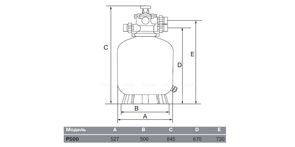 фильтр песочный emaux с верхним вентилем p 500, д.500 мм (opus)